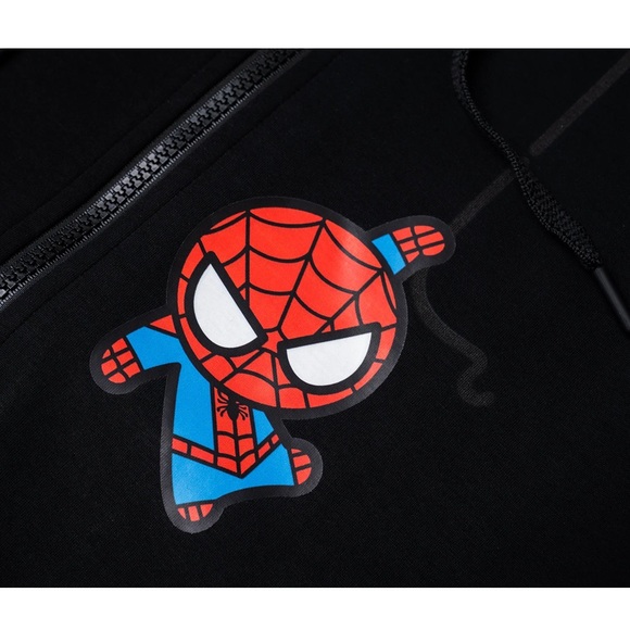 Marvel x Ebiko Spider-Man Chibi Black Full Zip Hoodie - Picture 7 of 8